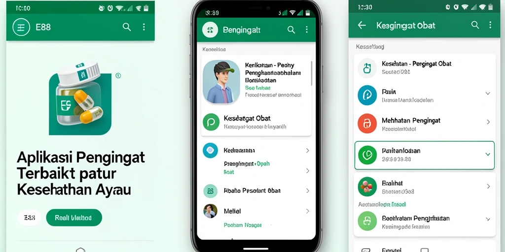Tampilan antarmuka E88 dengan fitur pengingat obat yang efisien.