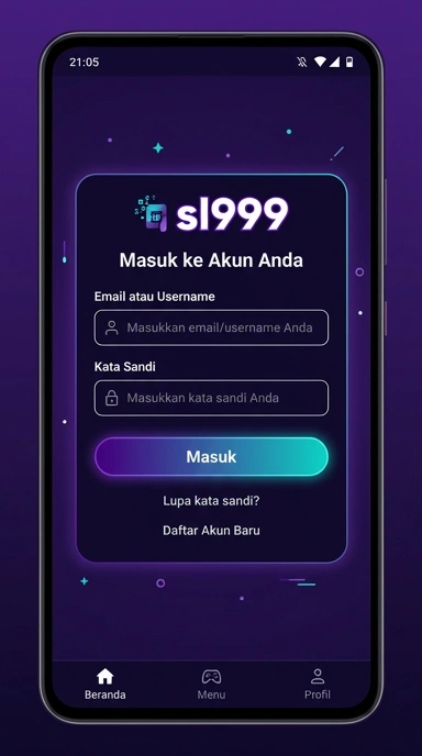 Tampilan halaman login sl999